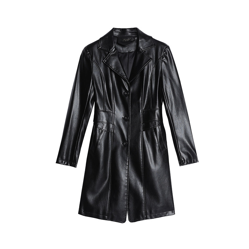 秋冬海宁真皮女皮衣女士中长款韩版修身西装领皮夹克大码女装外套,淘宝优惠券,粉丝福利购,淘宝优惠卷