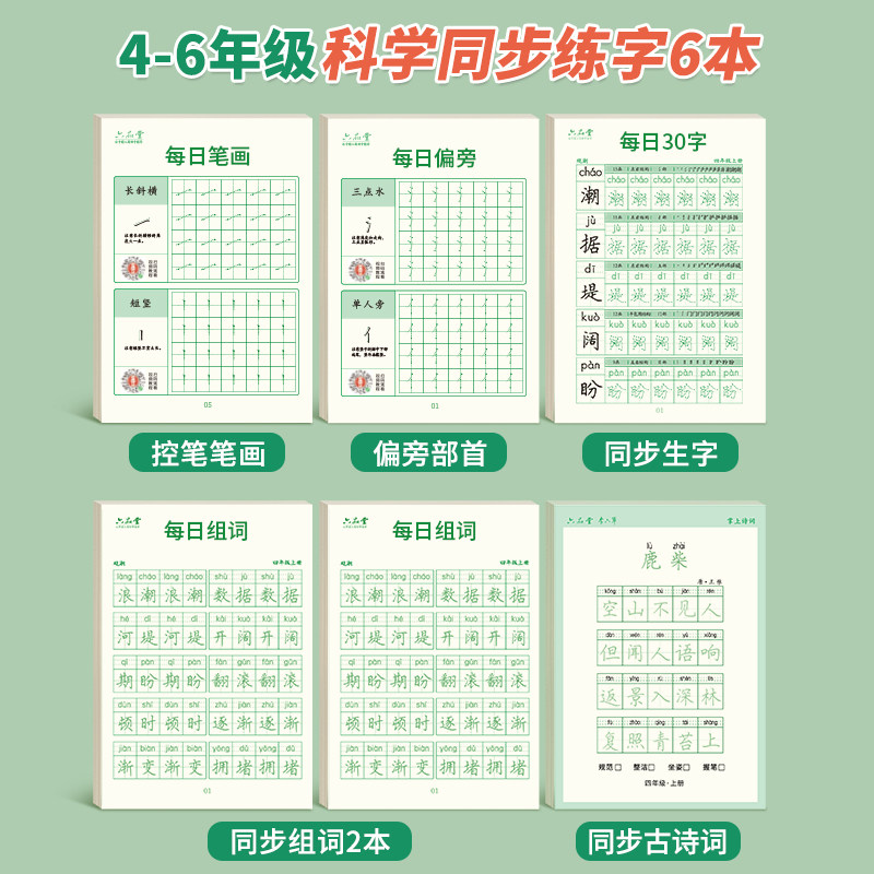 【每日30字】四年级下册同步字帖练字三年级练字帖每日一练减压小学生专用人教版练习钢笔临摹写字帖4五六3二2一1硬笔书法笔画笔顺