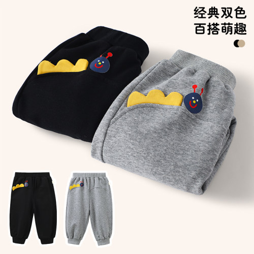 丸图男女童卫裤新款春秋季长裤时尚印花束脚裤外出休闲裤百搭卫裤 - 图1