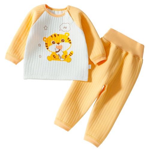 宝宝保暖衣套装夹棉加厚秋冬季婴儿打底开衫分体秋衣秋裤儿童内衣 - 图3