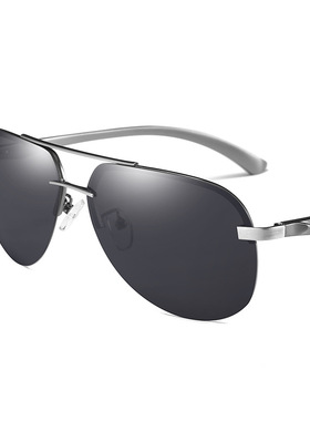 新款偏光墨镜时尚高级感无框男女飞行员彩色太阳眼镜户外开车钓鱼