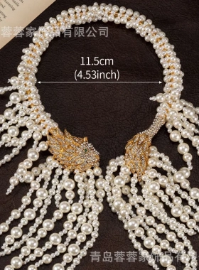 现代复古中古饰品小众设计师款项链超重工狮子头仿珍珠鬃毛项圈