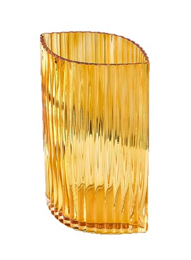 SuMai法式轻奢菱形条纹宽口透明玻璃花瓶插花高级感客厅家居装饰