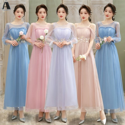 粉色伴娘服高级感小众婚礼蓝色晚礼服闺蜜连衣裙姐妹装夏季仙气女 - 图2
