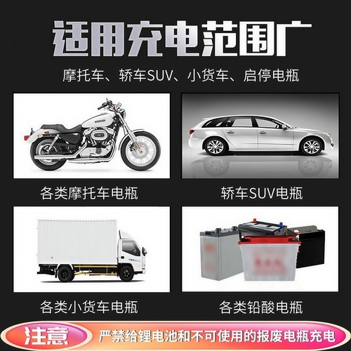 智能12v24V伏汽车电瓶充电器摩托车通用铅酸蓄电池脉冲修复充电机 - 图2