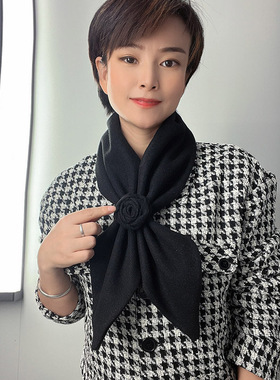 黑色围巾短款女冬季小众