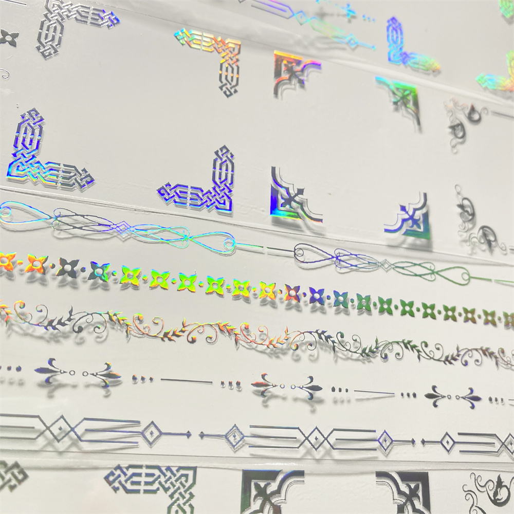 手帐分装胶带L17银边线框镭射银链条方PET古风素材账流麻贴纸咕卡 - 图2