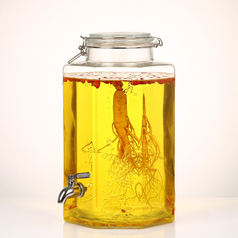 Glass wine bottle 5 catties 10 catties lead-free household wine bottle with faucet sealed wine jar brewing wine jar wine pot