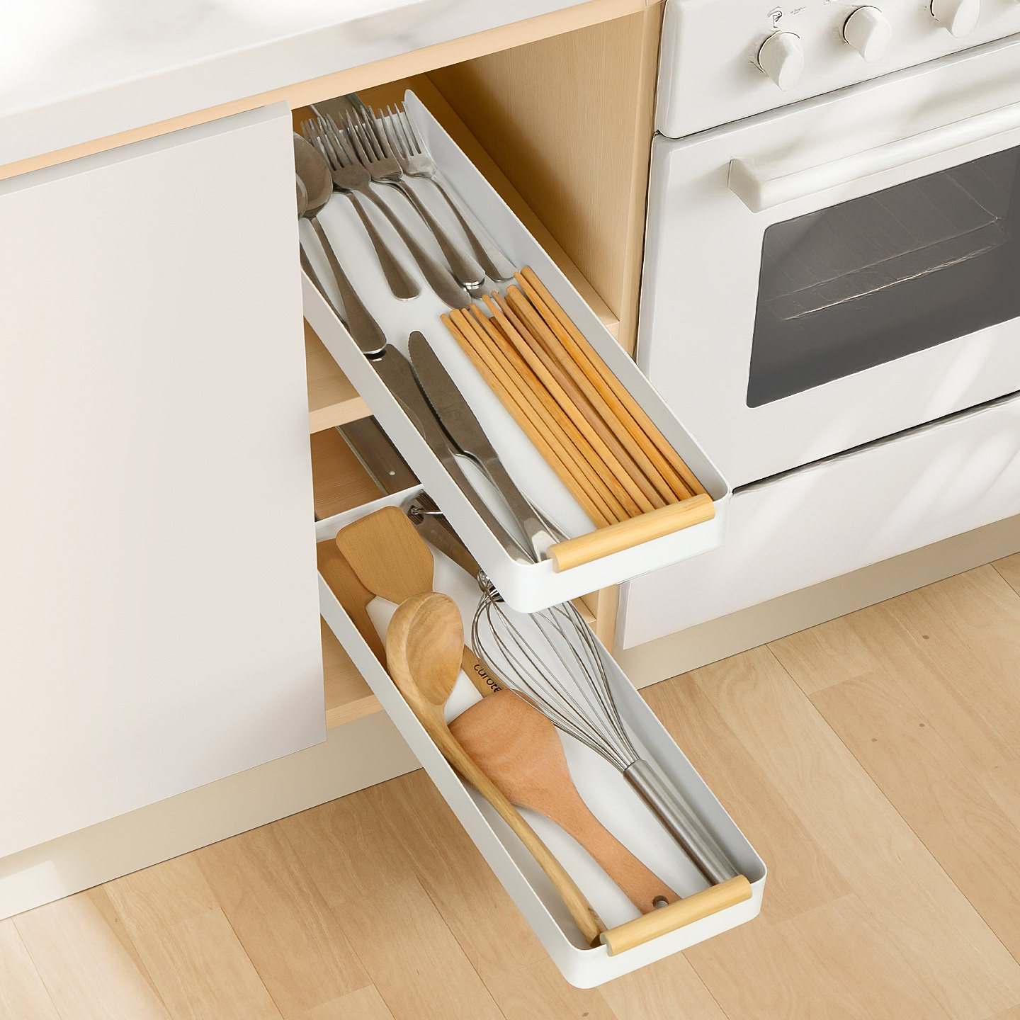 勺子铲子置物架抽拉式橱柜内抽屉式拉篮厨房极窄柜刀叉勺收纳架子,淘宝优惠券,粉丝福利购,淘宝优惠卷