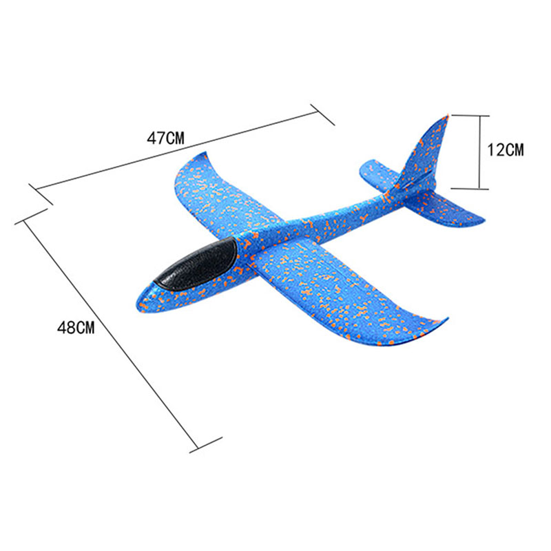 儿童大号手抛泡沫飞机耐摔滑翔机网红户外拼装发光地摊玩具模型 - 图2