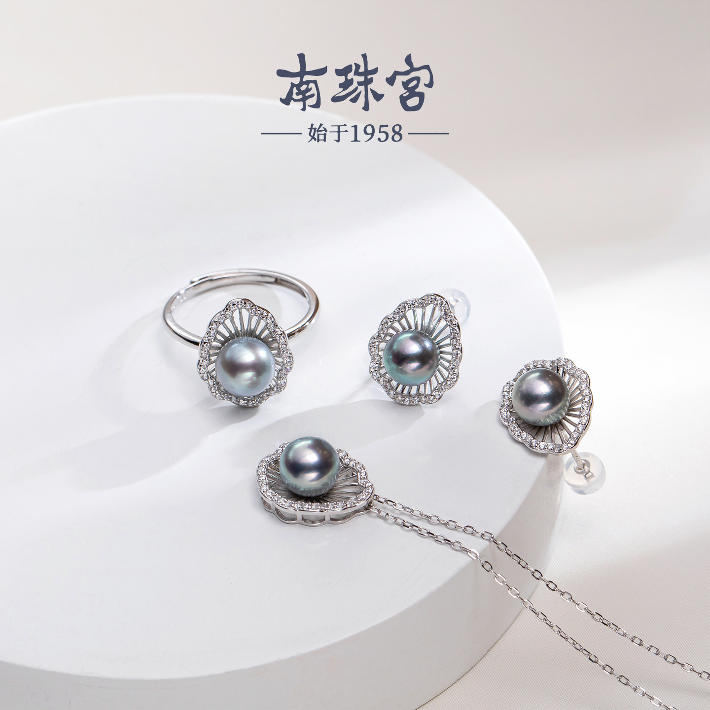 Nanzhugong Linghuaying 925 silver seawater true hemp color pearl ring high-end birthday gift for girlfriend