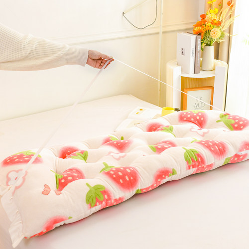 温馨床头靠背垫沙发靠枕宿舍床上靠垫看书防撞软垫绑带固定加绒 - 图3