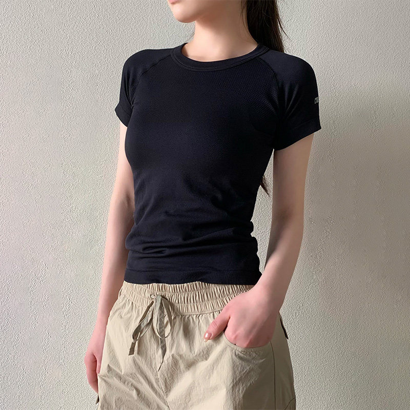 圆领瑜伽服女短袖透气吸湿排汗速干T恤户外健身衣修身显瘦运动服,淘宝优惠券,粉丝福利购,淘宝优惠卷