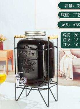 玻璃冷水桶调酒桶泡酒瓶自制饮料果茶桶果汁罐啤酒网红可乐桶容器