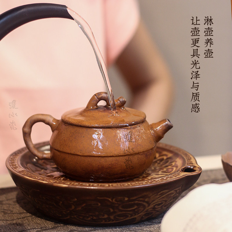 加大款高端复古棕陶瓷壶承干泡台蓄水泡台泡茶器具茶台养壶垫壶托,淘宝优惠券,粉丝福利购,淘宝优惠卷