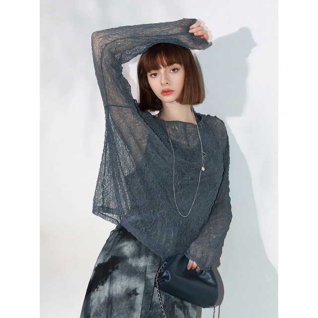 COCOBELLA Exquisite Hollow Micro-Perspective Knitted Sweater Women's Summer Lazy Wind Sunshade Lace Blouse TS0021