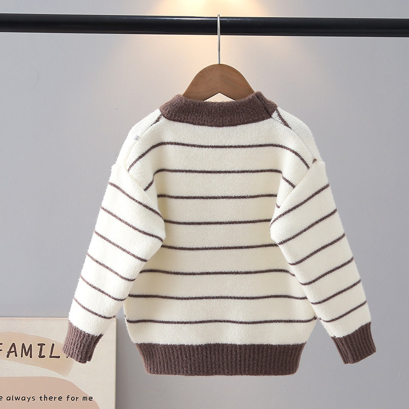 儿童毛衣男童条纹卡通秋冬款新款中小童毛线上衣圆领套头针织毛衫,淘宝优惠券,粉丝福利购,淘宝优惠卷