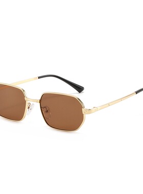 新款枪灰色偏光太阳镜个性小框方形眼镜男士运动墨镜金属复古风