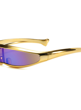 未来战士银色反光墨镜酷科技感赛博风格连体x战警小框拍照太阳镜