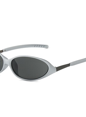 未来科技感椭圆水银色墨镜外星人Y2K运动太阳镜男女潮酷骑行遮阳