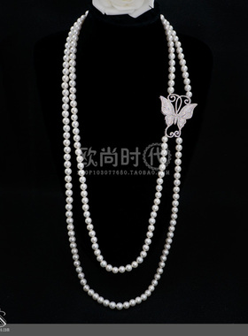 天鹅镶钻高档珍珠项链杨澜同款