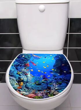 1pc Sea World Toilet Seat Sticker - Self Adhesive