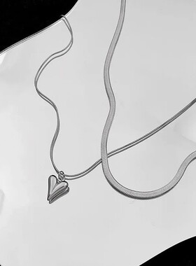Double Layered Love Heart Pendant Necklace for Women Simple