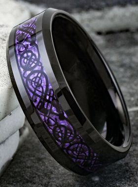 2025 Fashion Men Stainless Steel Dragon Ring Inlay Purple