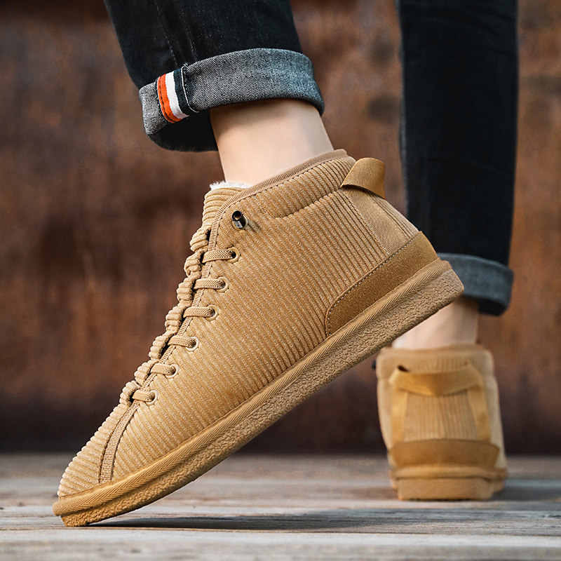 棉鞋男冬季一脚蹬加绒加厚灯芯绒保暖板鞋男士休闲运动东北雪地靴,淘宝优惠券,粉丝福利购,淘宝优惠卷