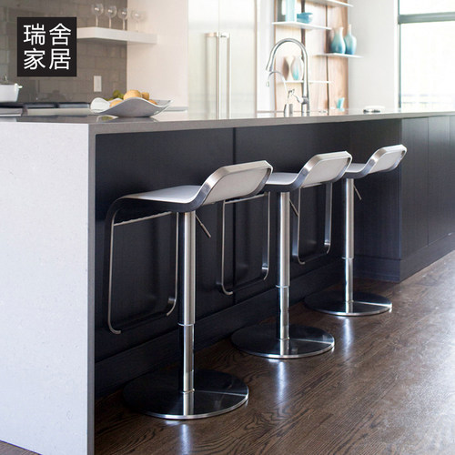 吧台椅家用椅子高脚凳简约升降凳子吧椅不锈钢轻奢极简吧台凳吧凳 - 图1
