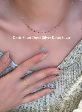 人造欧泊镀金双层水滴造型项链