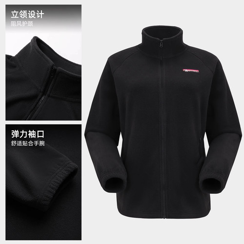 骆驼户外立领抓绒衣女双面加绒保暖抗静电徒步防风摇粒绒外套男 - 图2