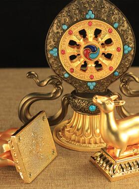 双鹿法轮宝佛堂供具摆件