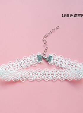 纯欲风蕾丝锁骨链choker花边白色超仙女气质颈带颈链项链饰品