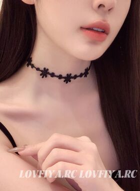 原创手工黑色蕾丝choker项圈简约少女短款颈带锁骨链脖饰女项链