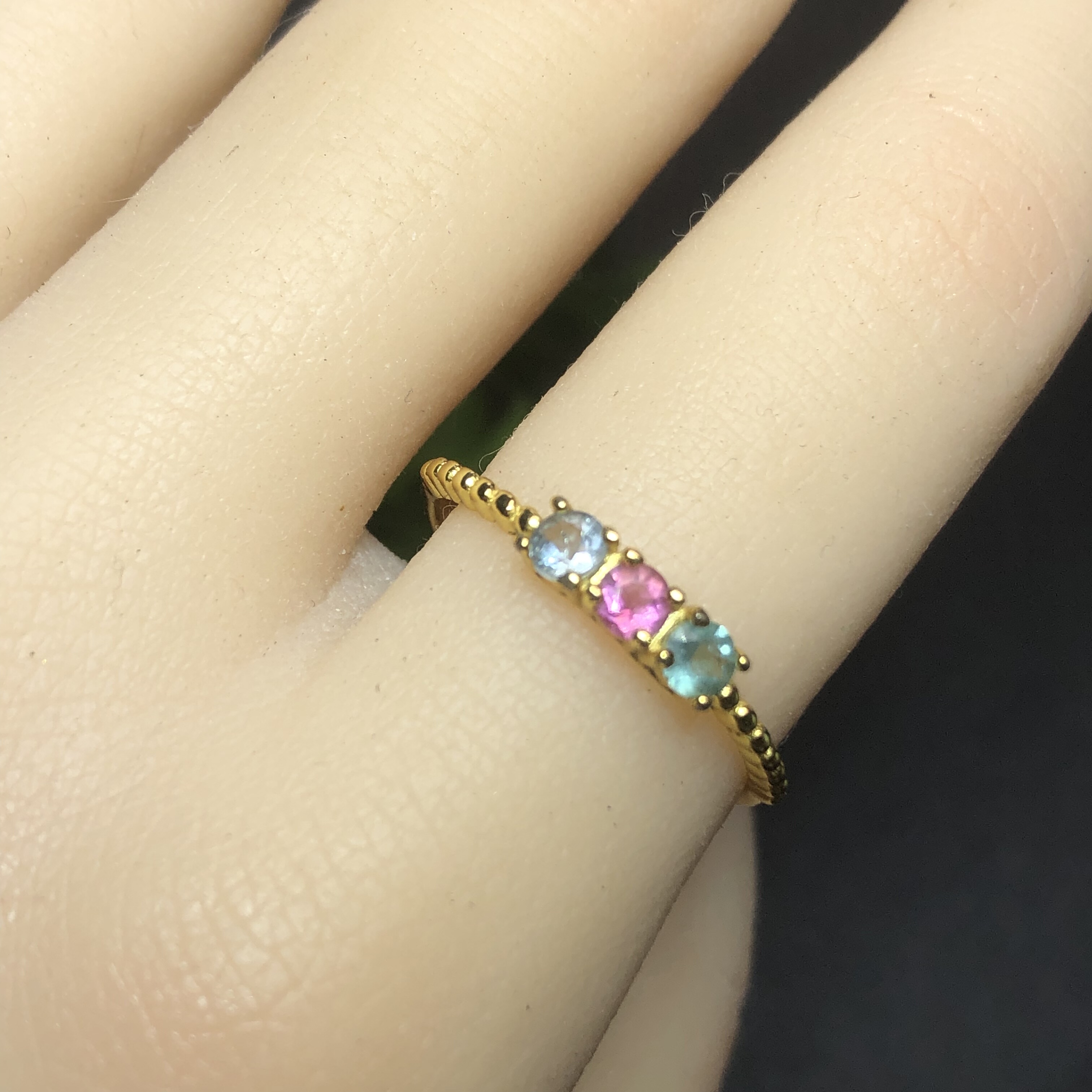 Natural tourmaline ring s925 sterling silver inlaid women's fashion simple and versatile temperament birthday gift for girlfriend
