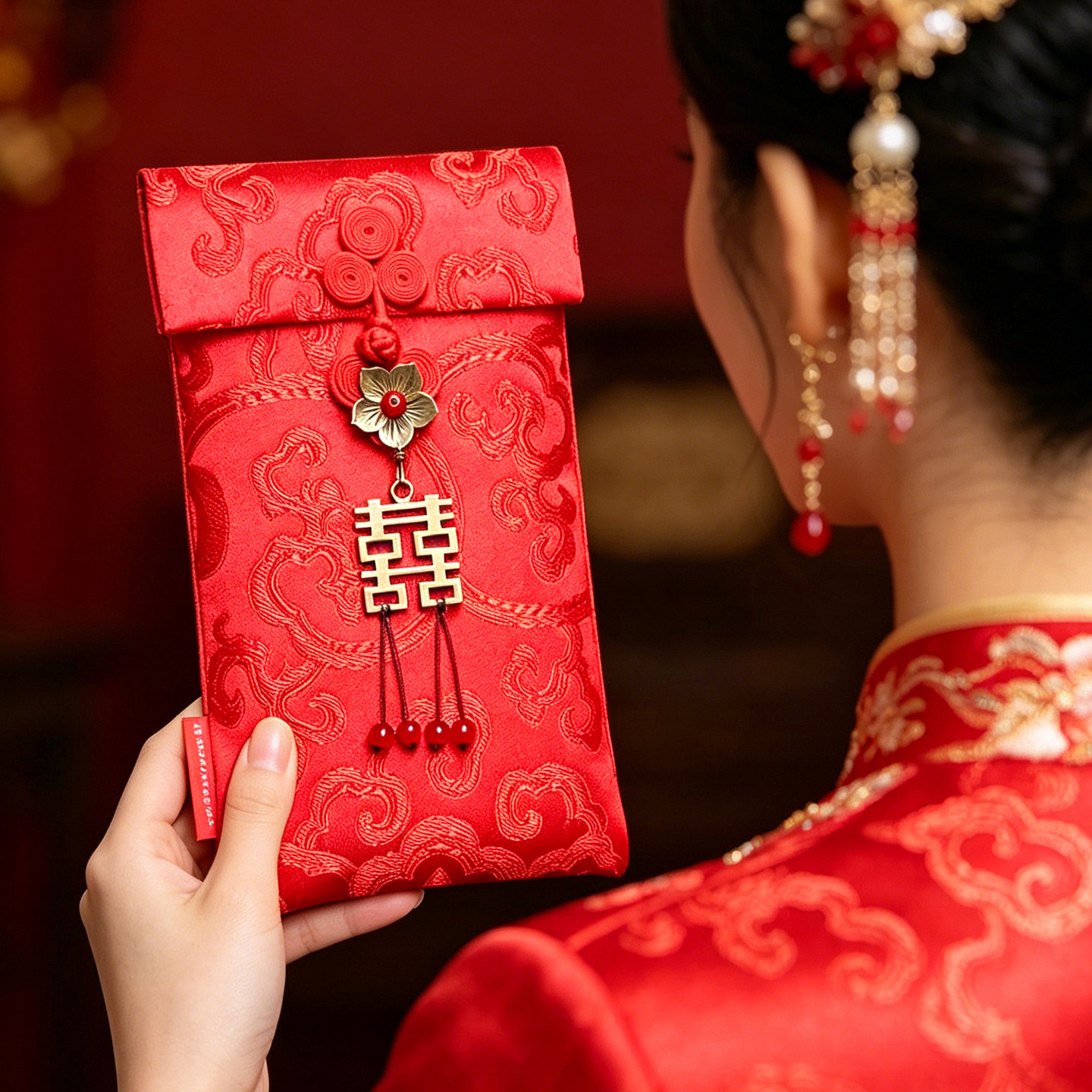 结婚喜字随礼万元刺绣布红包份子钱袋婚礼敬茶改口高档彩礼大红包