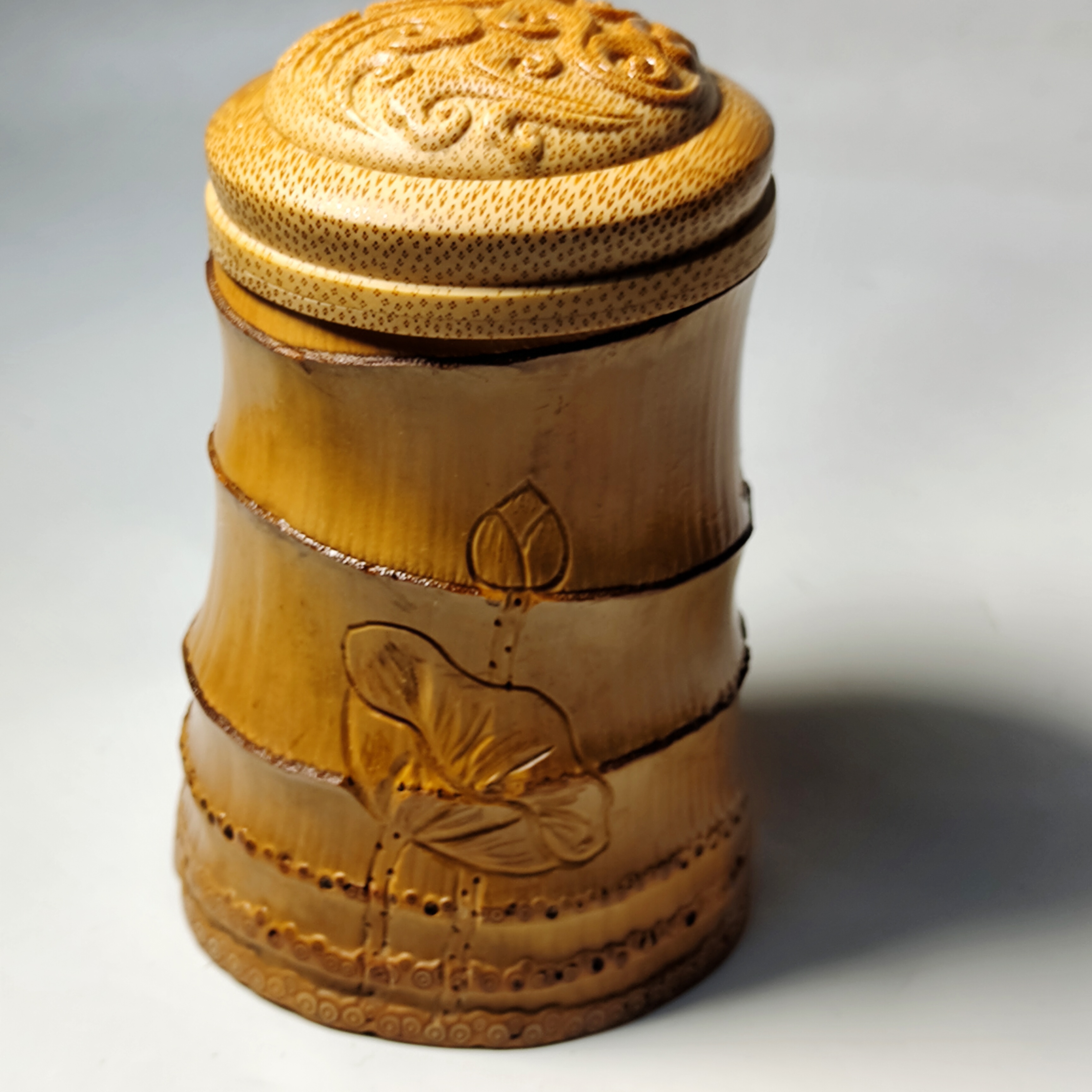 精品玉竹雕刻把玩件茶叶罐香粉罐摆件把件茶仓梅妃竹老煤竹 - 图0