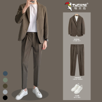 Pecking Wood Birds Autumn Winter Casual Jacket Suit Men Suit Loose Small West Suit Advanced Senses Trendy Hair thickened