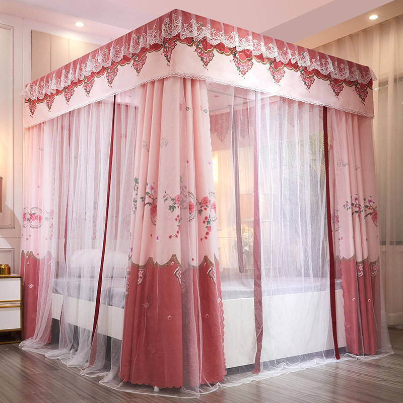 新款遮光床幔床帘蚊帐1.5m一体式卧室防尘布帘1.2米1.8双人床家用,淘宝优惠券,粉丝福利购,淘宝优惠卷