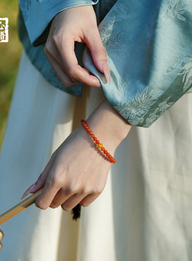 南红手串小米珠手链叠戴