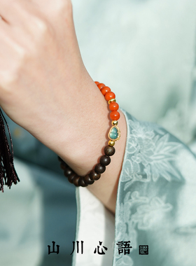 天然文莱沉香南红手串