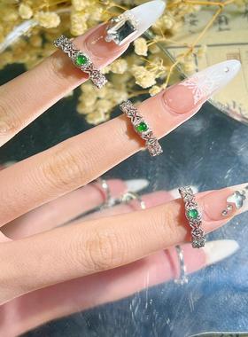 天然A货翡翠S925纯银蜂窝戒指