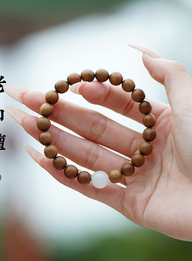 印度老山檀手串沉水级红和田玉佛珠小众冷门文玩檀香木手链木质珠