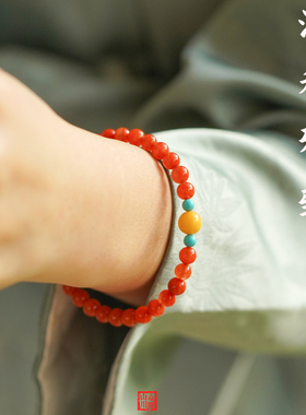 南红玛瑙本命年女款多宝手链