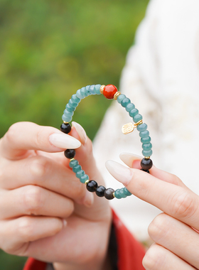 山川心语刘宇宁同款蓝水翡翠手链