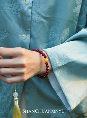 朱砂红绳转运珠手链本命年女款