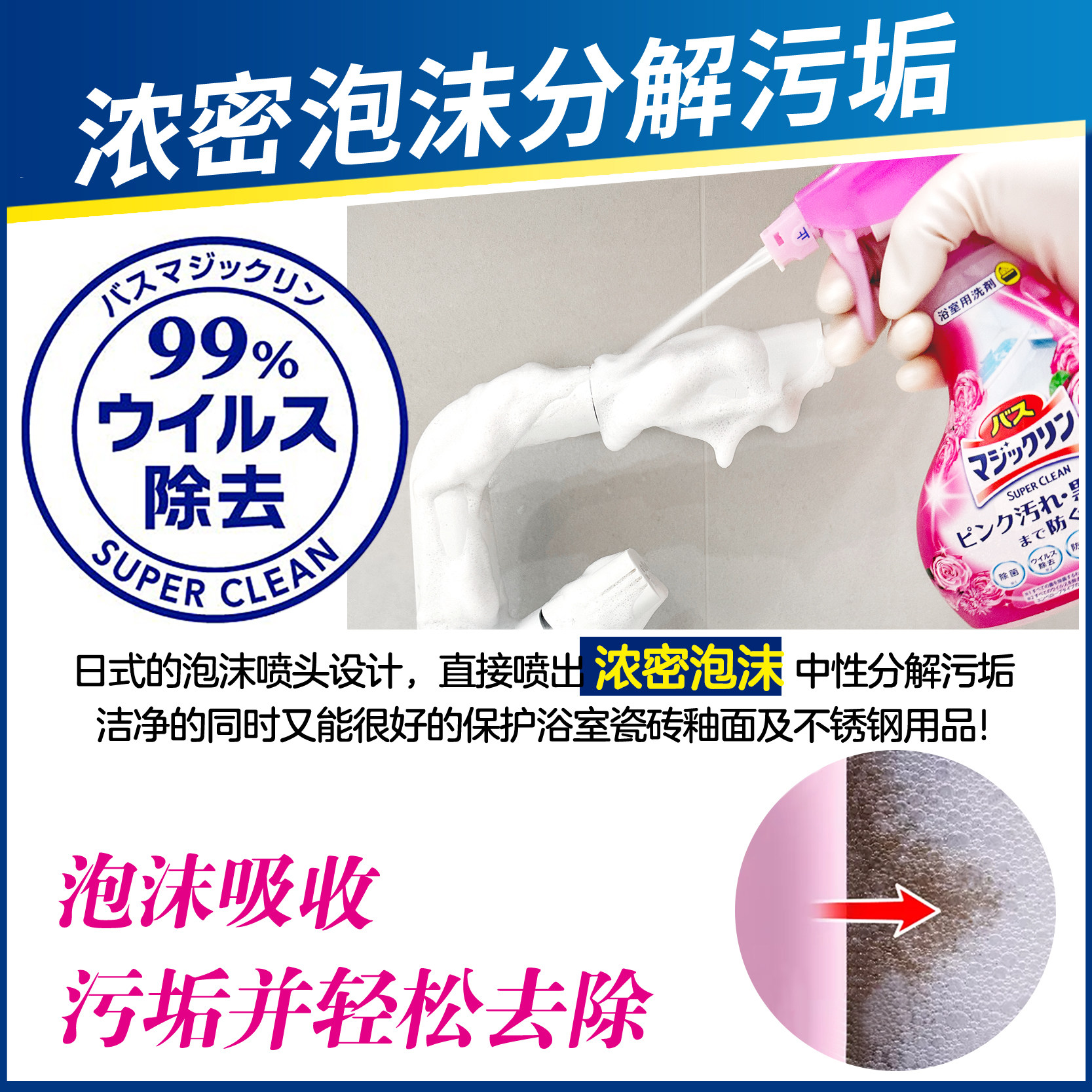 日本花王浴室清洁剂套装浴缸瓷砖多用途泡沫喷雾除霉去除水垢除菌,淘宝优惠券,粉丝福利购,淘宝优惠卷