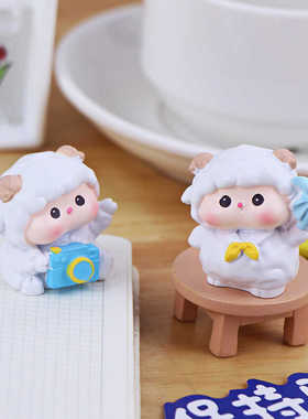 小羊乖乖汽车迷你动物摆件治愈系