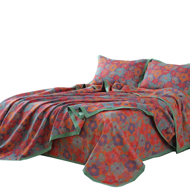 纯棉纱布床盖毯三件套四季通用毛巾被成人家用可铺可盖全棉铺床单 - 图3